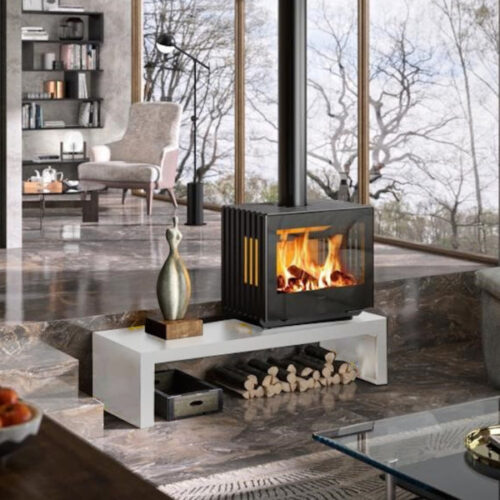 Hergom Glance Wide Wall Hung Wood Burning Stove