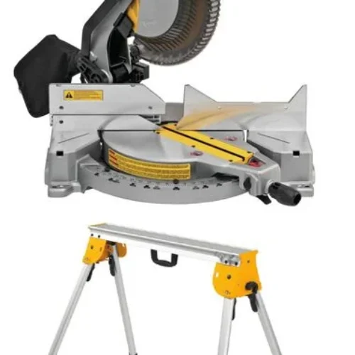 DEWALT 12-in 15-Amp Single Bevel Compound Miter Saw and Heavy Duty Work Stand with Miter Saw Mounting Brackets