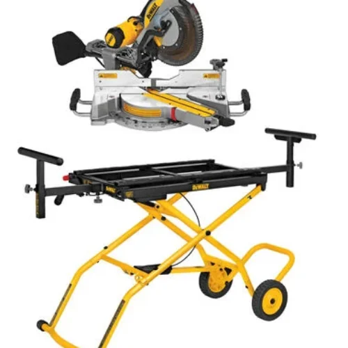 DEWALT 12 in Double Bevel Sliding Compound Miter Saw with Wheeled Saw Stand Bundle