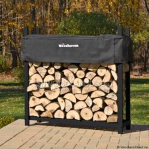 Woodhaven Black Firewood Rack – 4′