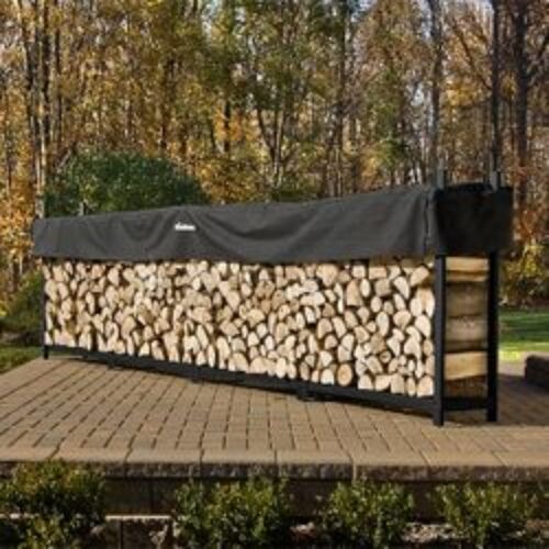 Woodhaven Black Firewood Rack – 16′