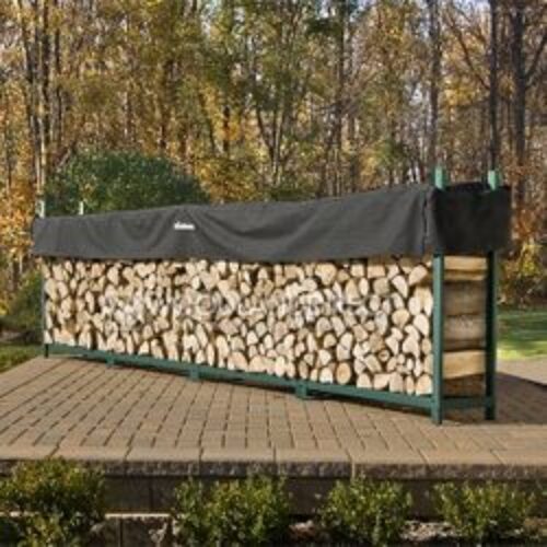 Woodhaven Green Outdoor Firewood Rack – 16′