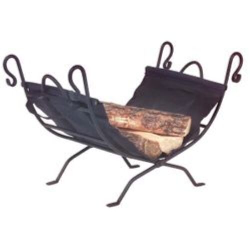 Hooked Wrought Iron Indoor Firewood Rack with Carrier