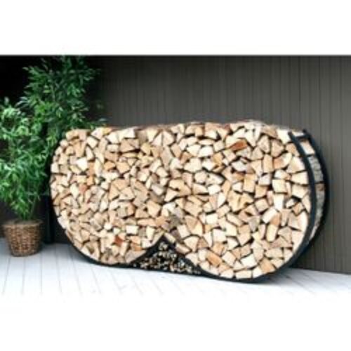 8ft Double Round Firewood Rack w/Kindling Holder & Cover